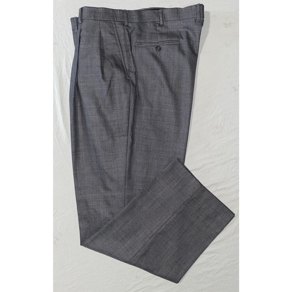 Stafford Performance Classic Fit Pleated Wool Dress Pants. Glen Plaid, 42X31 EUC